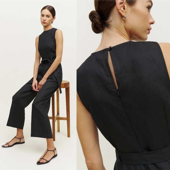 Reformation | Naomi Linen Jumpsuit in Black 4 (no belt) - Picture 9 of 9